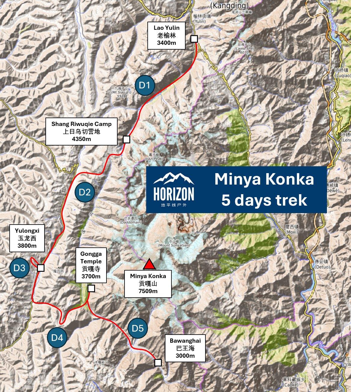 Minya Konka route map
